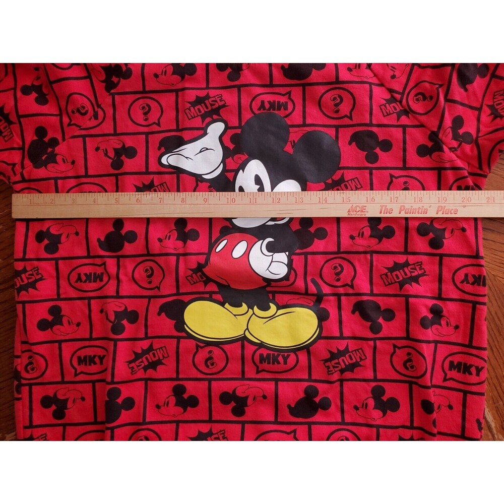 Disney Sweater Womens Junior L 11/13 Red Mickey Mouse All Over Print Sweatshirt - Picture 5 of 5